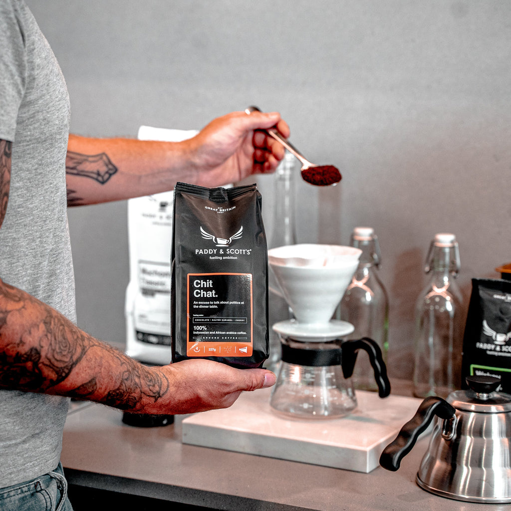 Paddy & Scott's Chit Chat Ground Coffee Put Into Coffee Filter